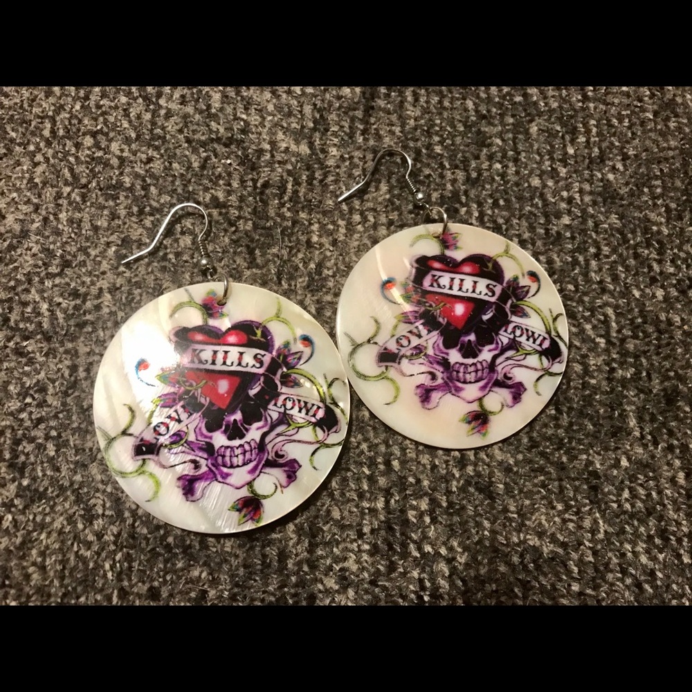 Ed Hardy Mother Of Pearl Earrings